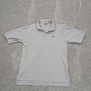 Perlis Cotton Gray Polo Shirt Size Large Made In USA Lobster Logo